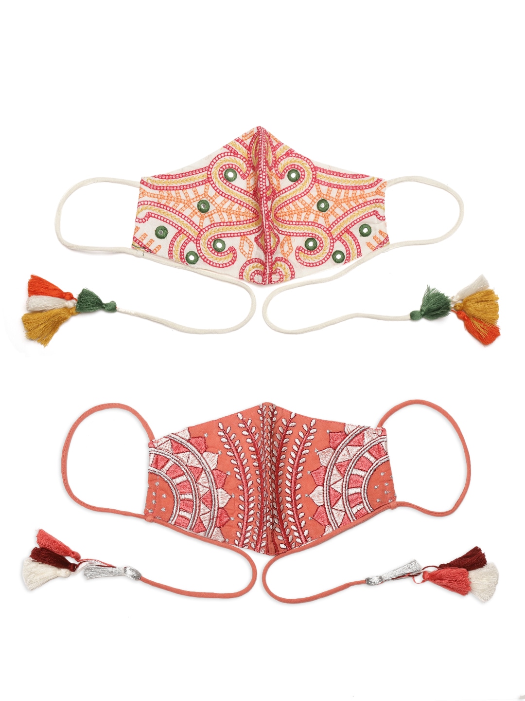 Sangria Women Pack of 2 Embroidered Reusable Cloth Masks Price in India