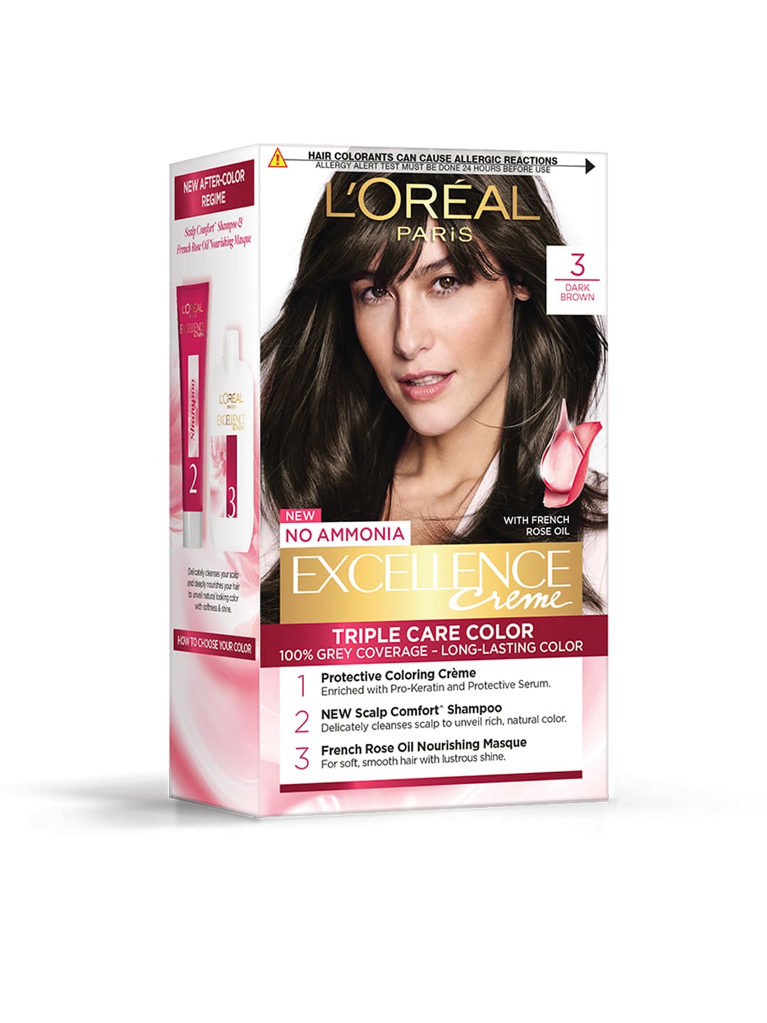 LOreal Paris Excellence Creme Triple Care Hair Color 72 ml+100g - Dark Brown 03 Price in India