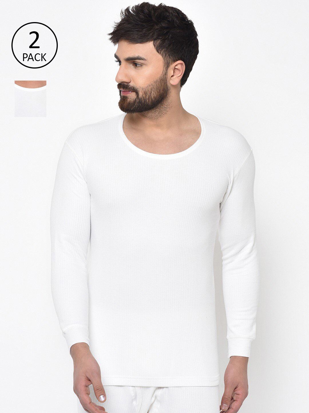 ARMISTO Men Pack of 2 White Solid Thermal Vest