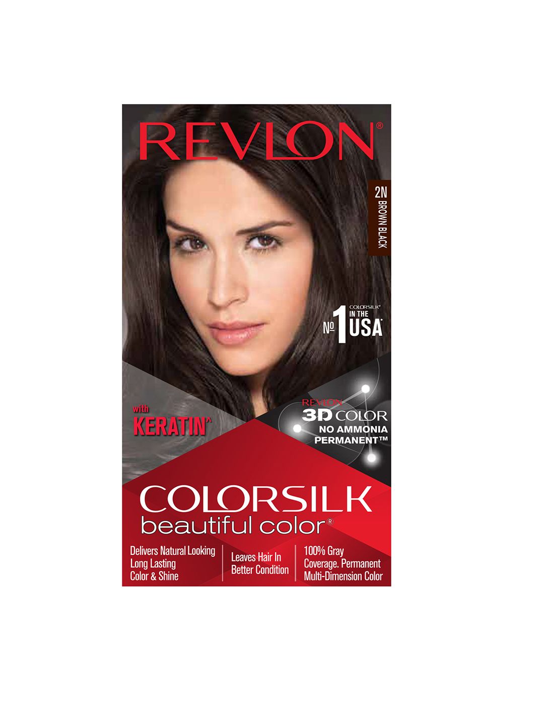 Revlon Color Silk Hair Color with Keratin - Brown Black 2N Price in India