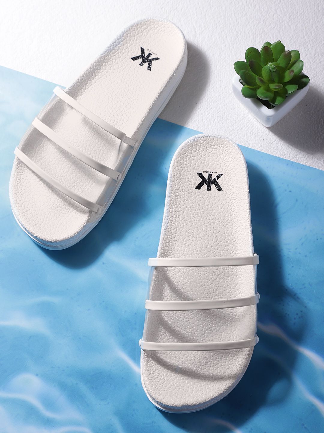 Kook N Keech Women Off-White Solid Sliders Price in India