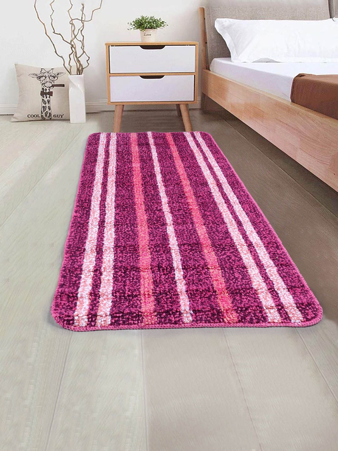 Saral Home Pink Striped Anti-Skid Floor Runner Price in India