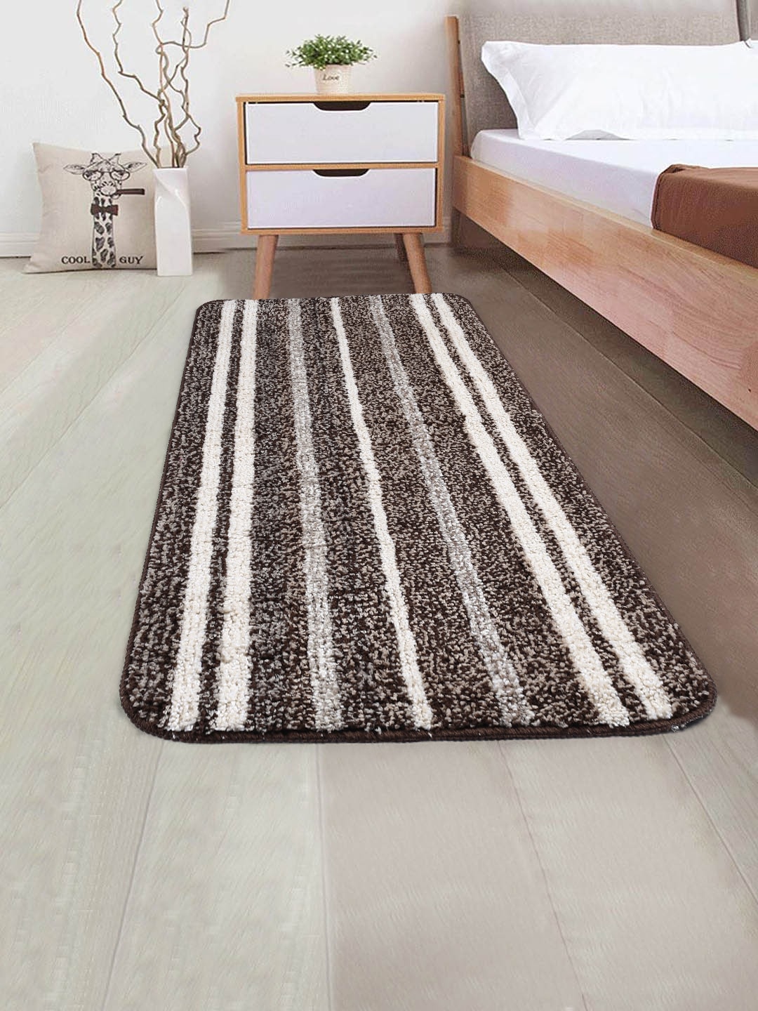 Saral Home Brown & White Striped Anti-Skid Floor Runner Price in India
