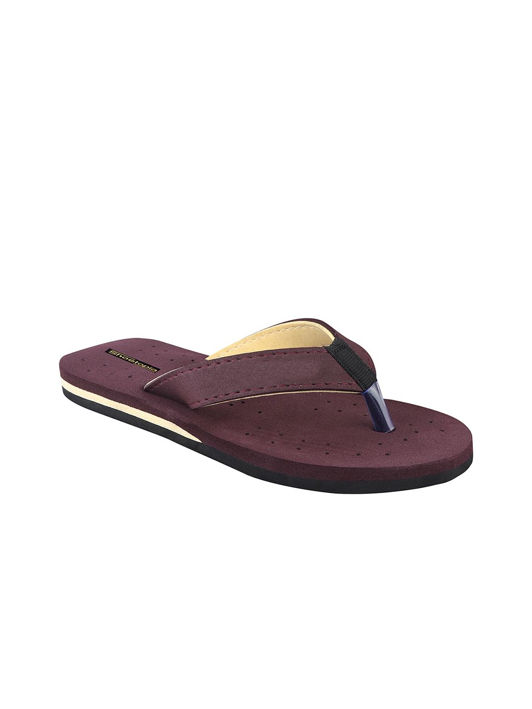 Shoetopia Women Burgundy Solid Thong Flip-Flops Price in India