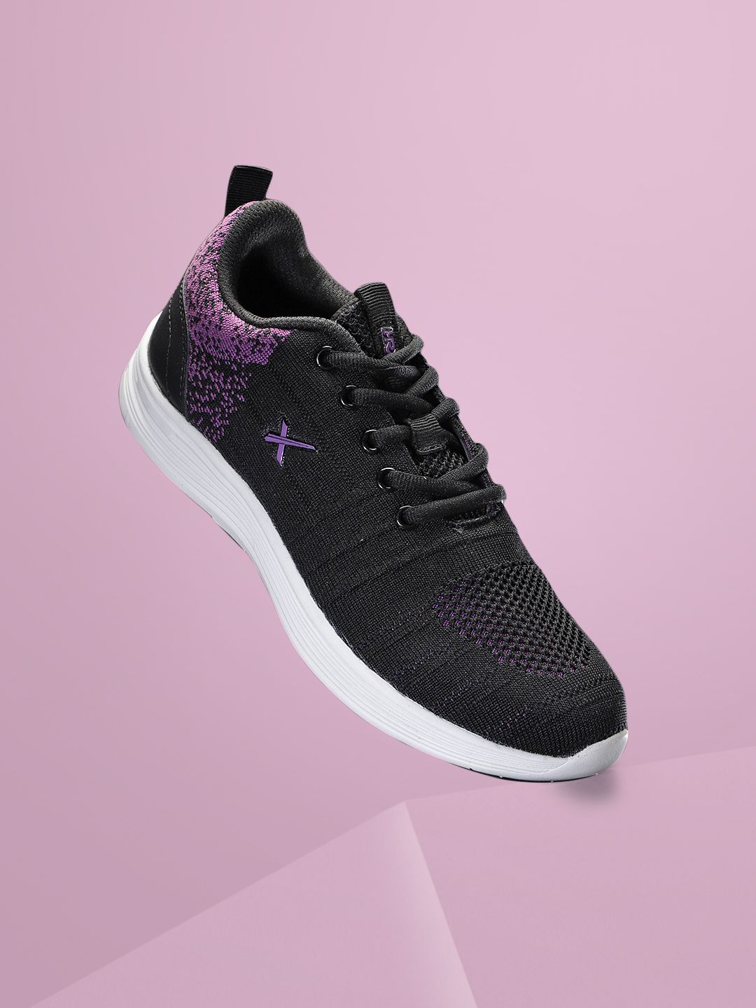 HRX by Hrithik Roshan Women Black & Purple Woven Design Front Runner Shoes Price in India