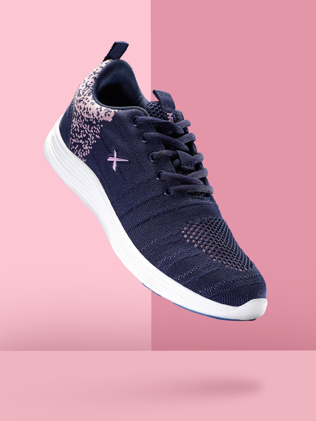 HRX by Hrithik Roshan Women Navy Blue & Pink Woven Design Front Runner Shoes Price in India