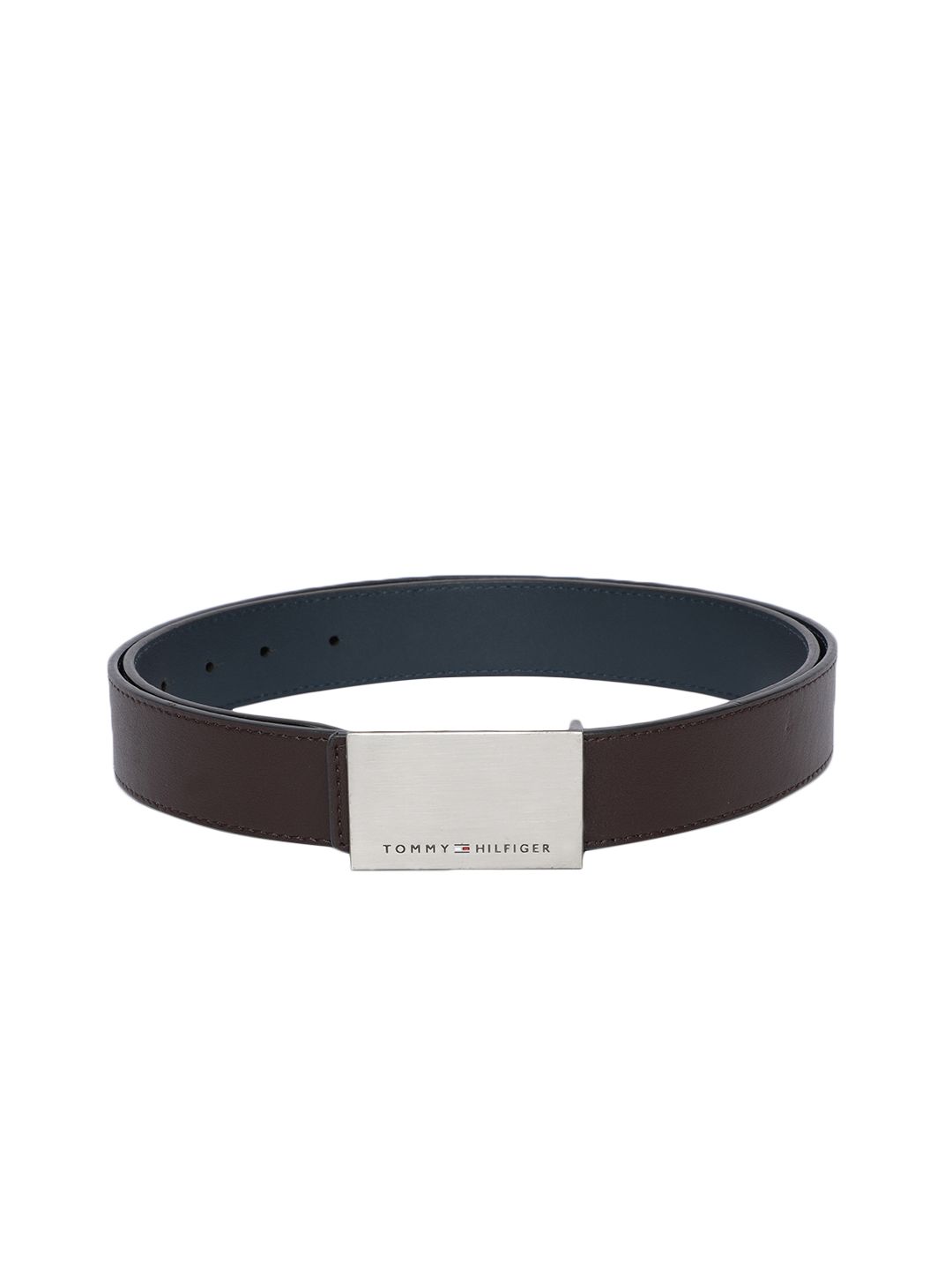 Tommy Hilfiger Men Brown & Navy Blue Leather Reversible Belt