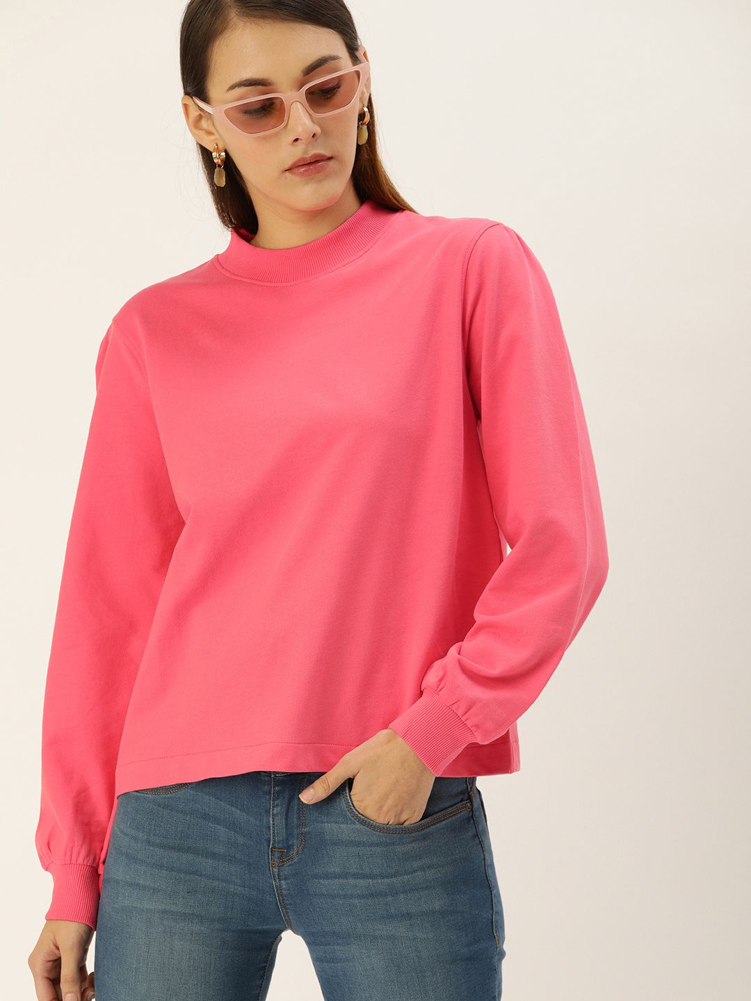 Flying Machine Women Pink Solid Sweatshirt Price in India