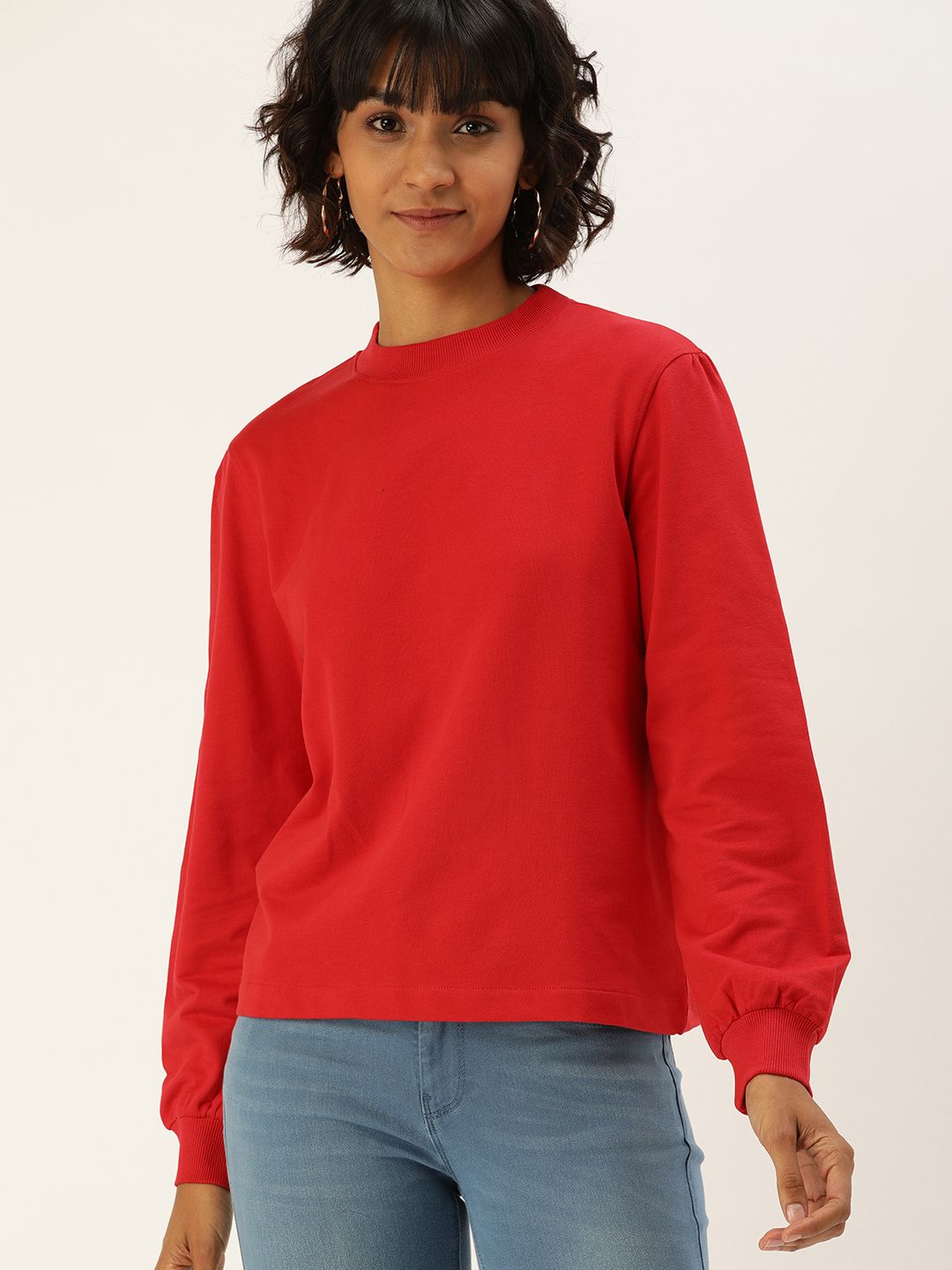 Flying Machine Women Red Solid Sweatshirt Price in India