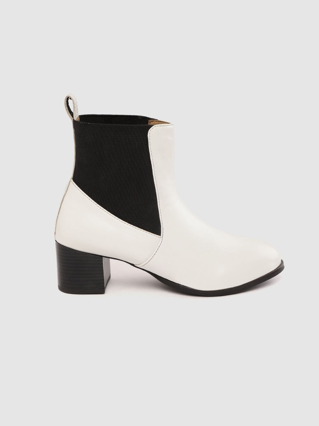 her by invictus Women White Solid Mid-Top Heeled Chelsea Boots Price in India