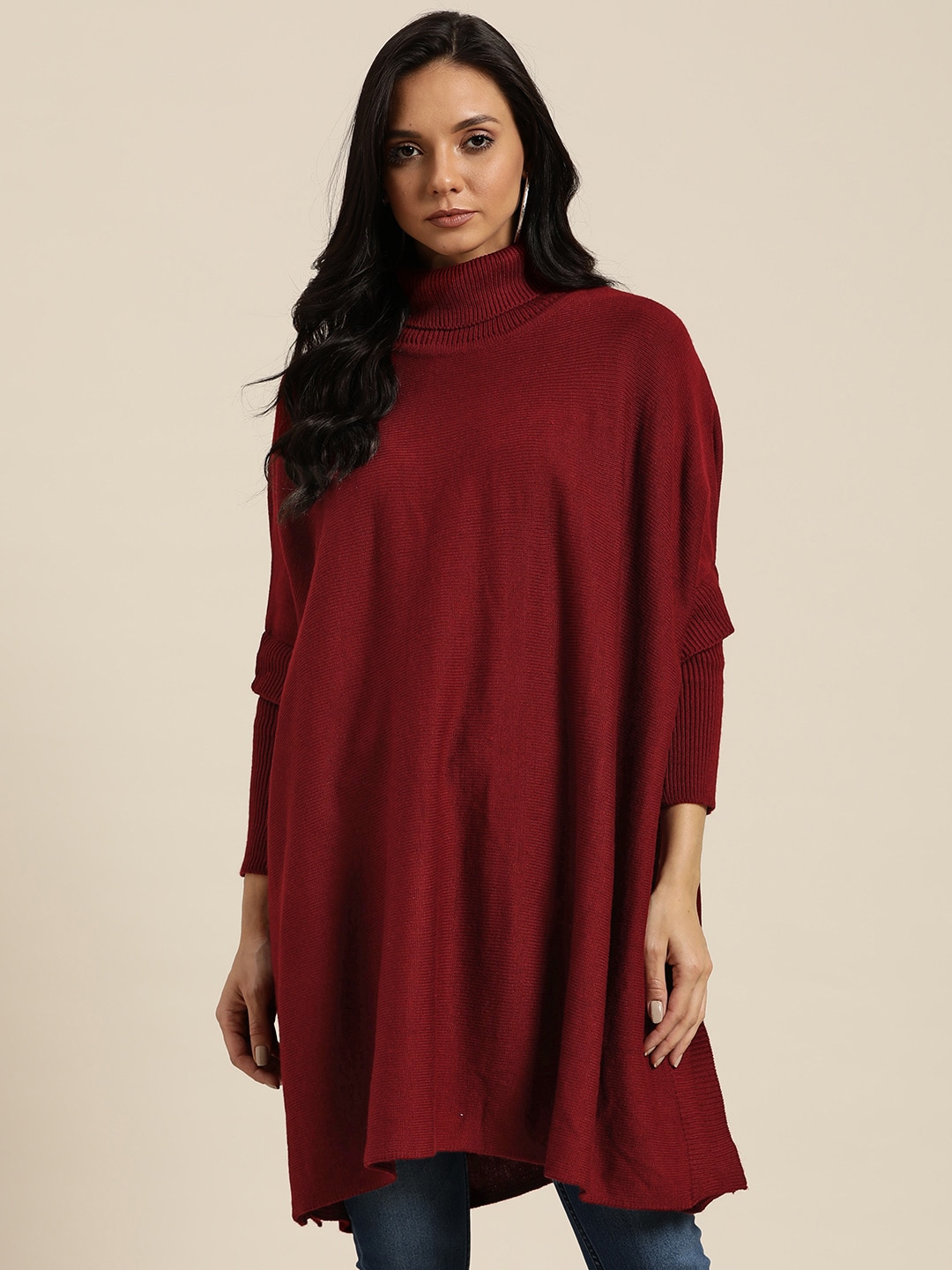 Sangria Women Maroon Solid Sweater Price in India