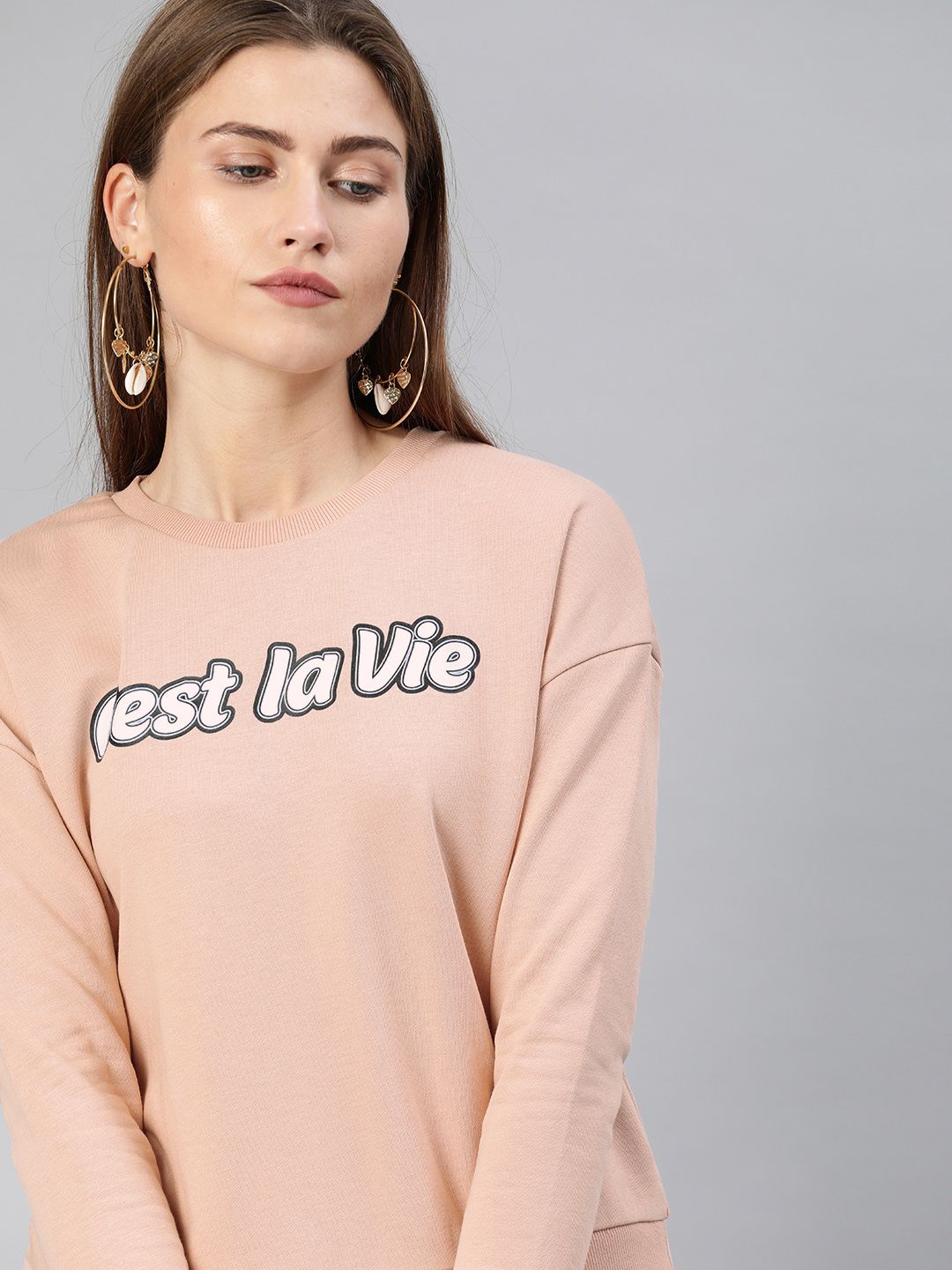 ONLY Women Pink & White Printed Sweatshirt Price in India