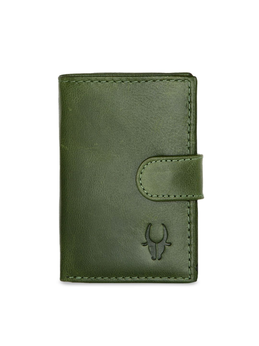 WildHorn Unisex Olive Green Solid RFID Genuine Leather Card Holder Price in India