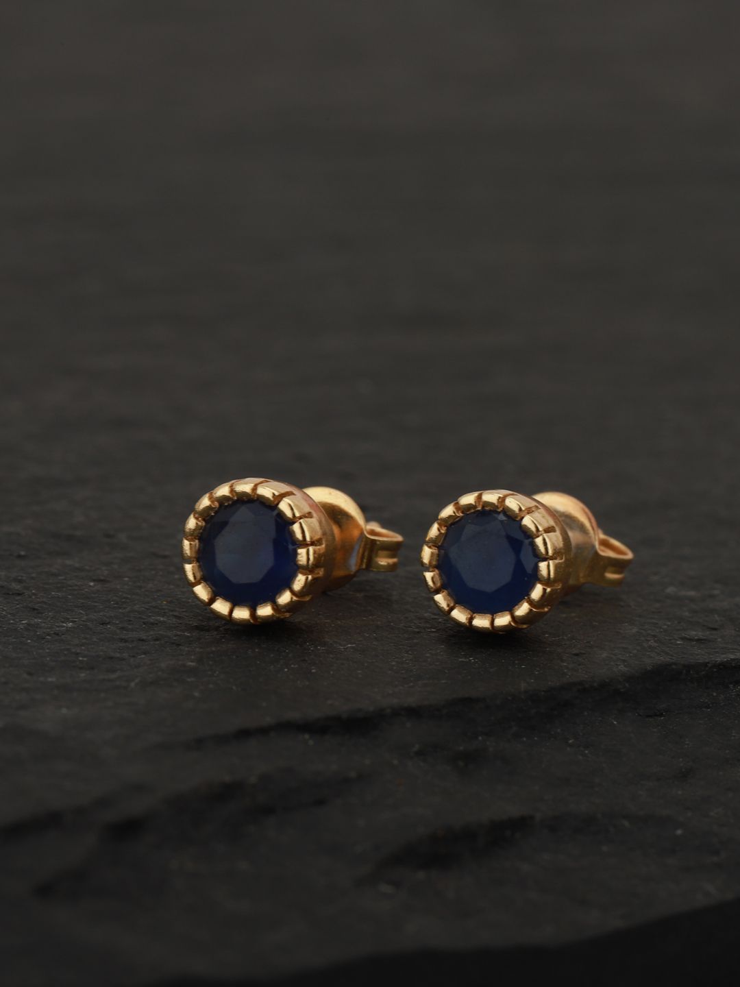Carlton London Navy Blue Gold-Plated Stone Studded Circular Studs Price in India