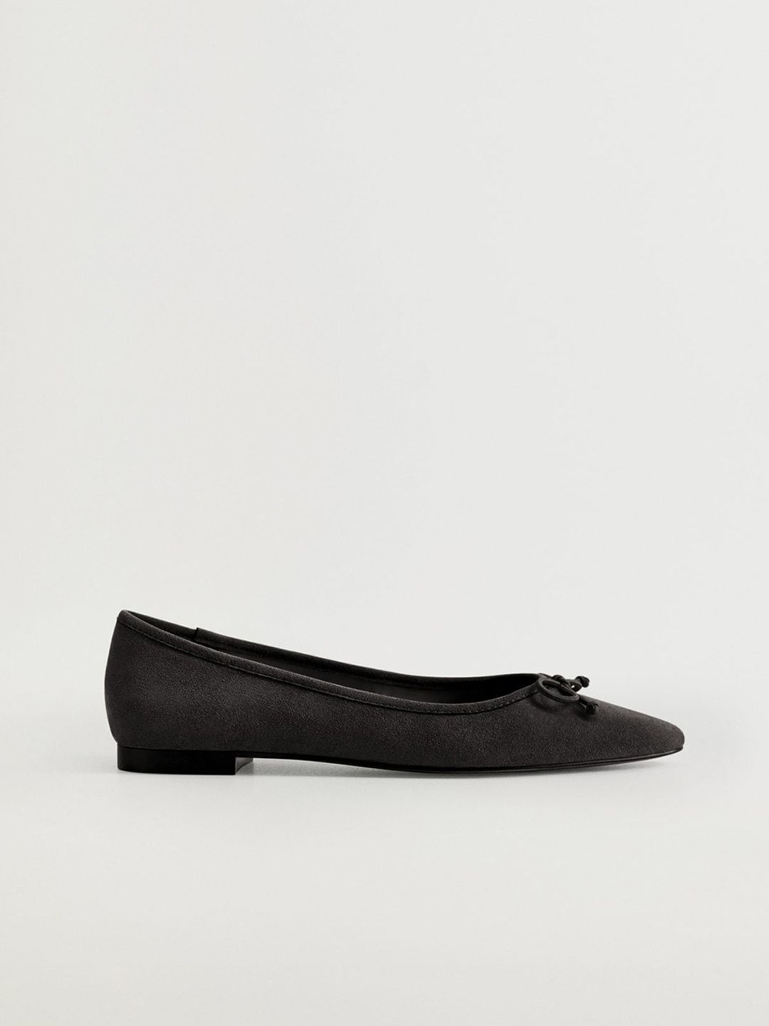 MANGO Women Black Solid Bow Detail Ballerinas