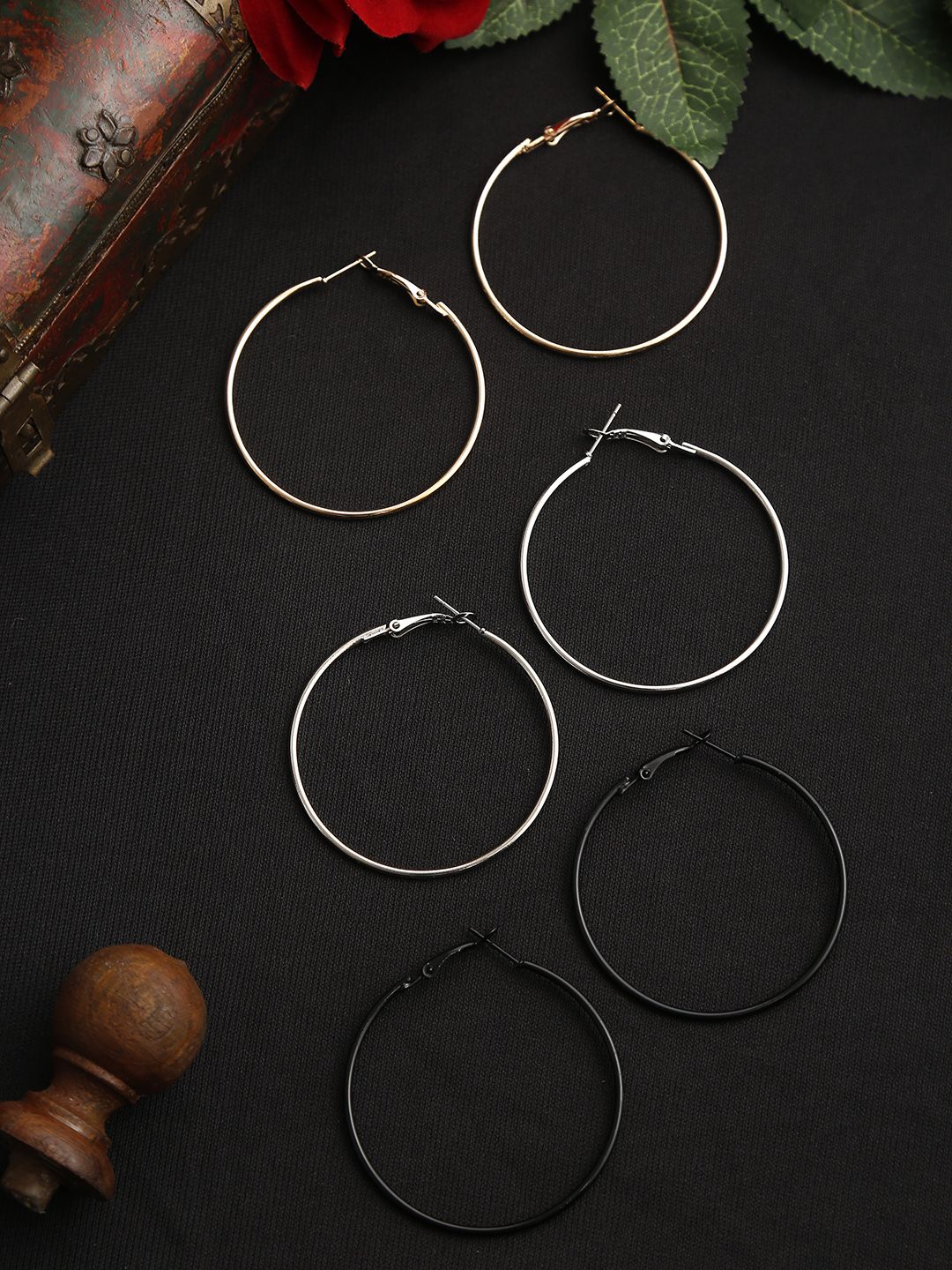 YouBella Set of 3 Circular Hoop Earrings Price in India