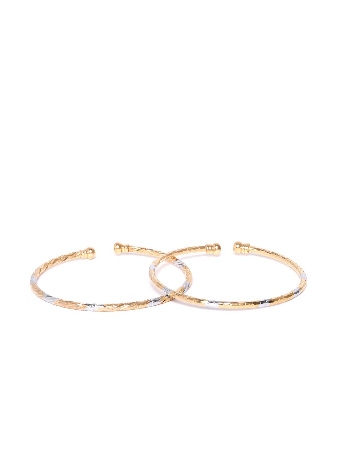 YouBella Set of 2 Gold-Toned & Silver-Toned Rhodium-Plated Kadas Price in India