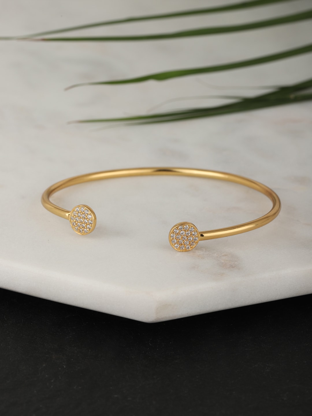 Carlton London Gold-Plated CZ-Studed Cuff Bracelet Price in India
