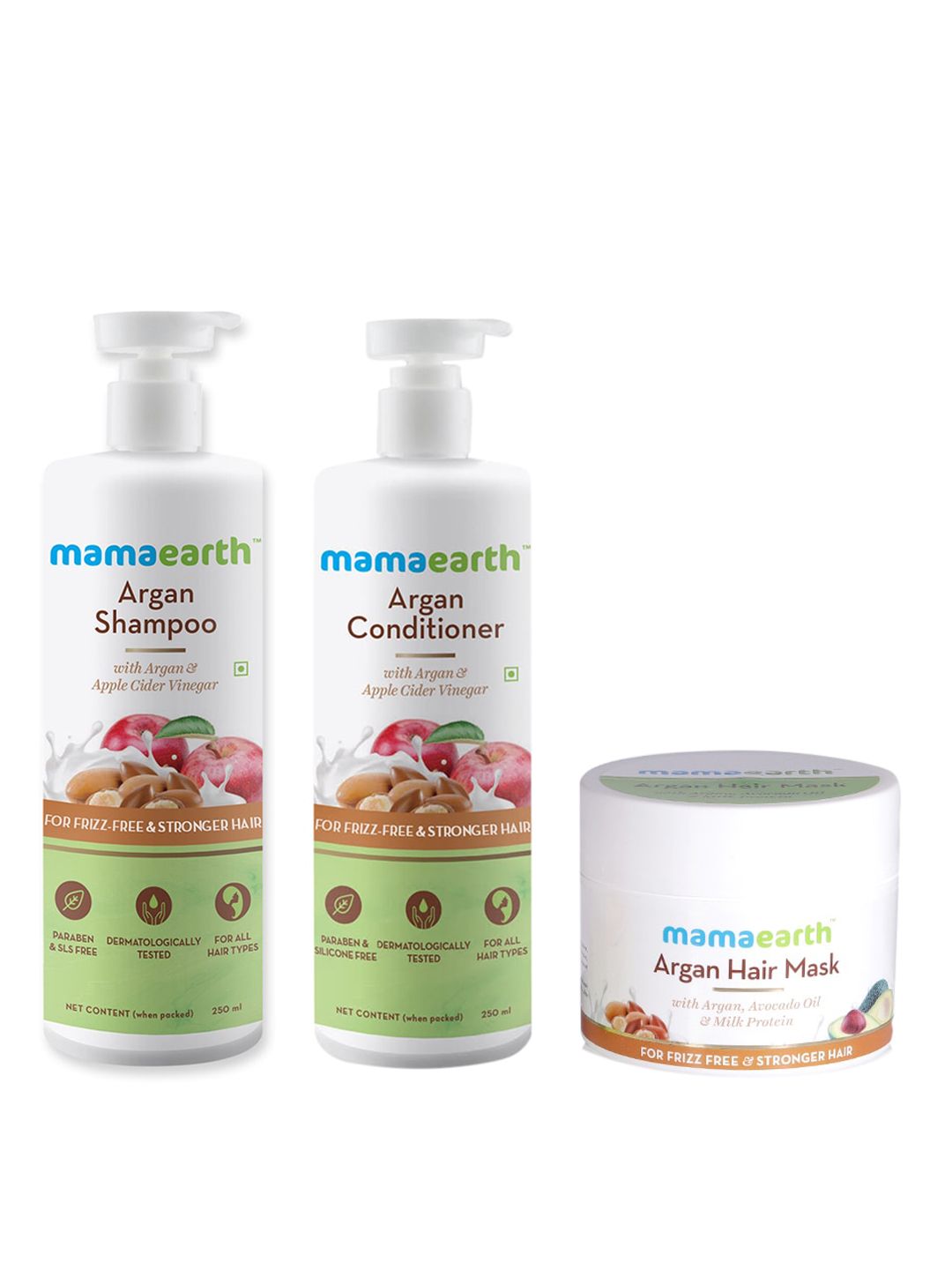 Mamaearth Women Set of Argan Hair Mask, Argan & Apple Cider Vinegar Conditioner & Shampoo Price in India