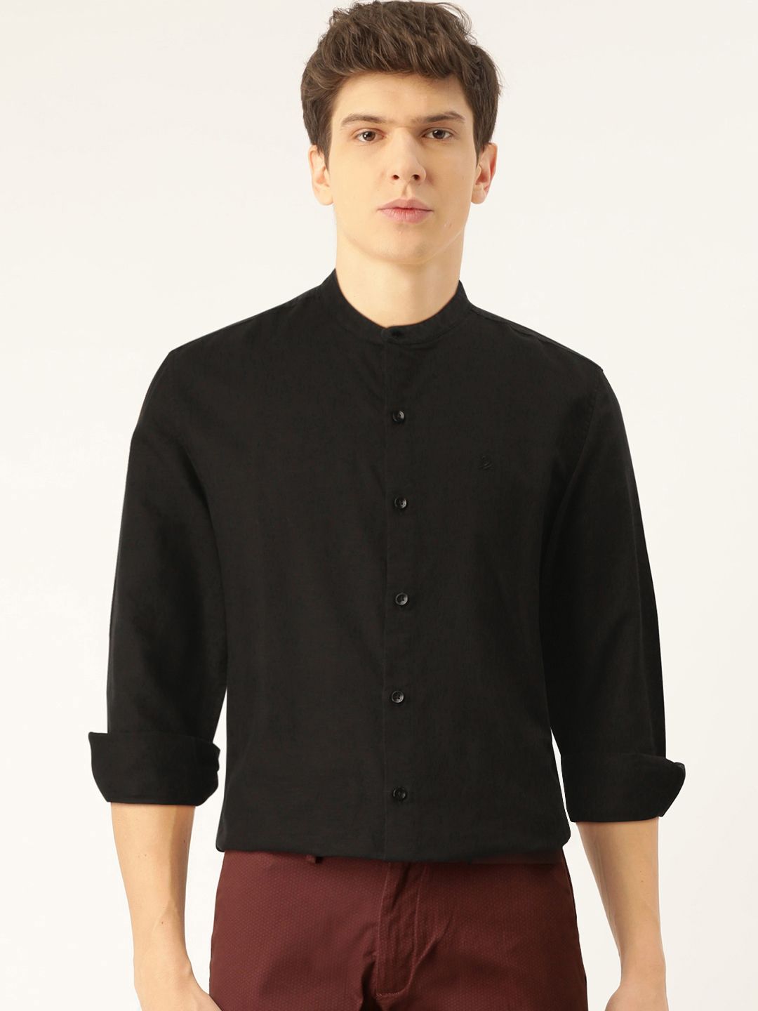 United Colors of Benetton Men Black Regular Fit Solid Smart Casual Shirt