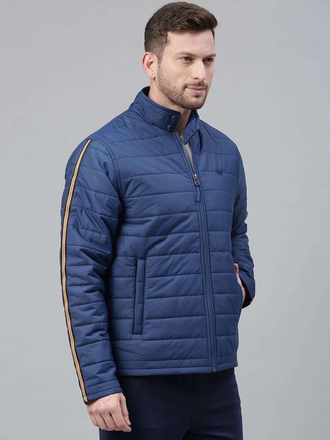 Wildcraft Men Blue Solid Windcheater Padded Jacket
