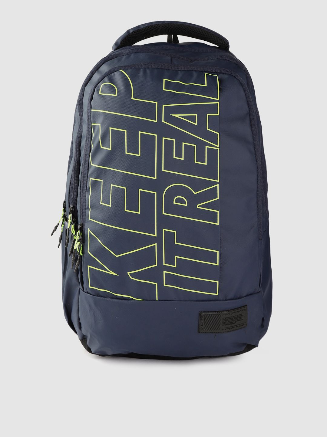Gear Unisex Blue & Fluorescent Green Typography Print 18 Inch Laptop Backpack Price in India