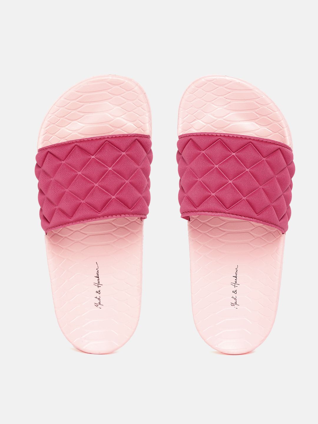 Mast & Harbour Women Pink Quilted Sliders Price in India