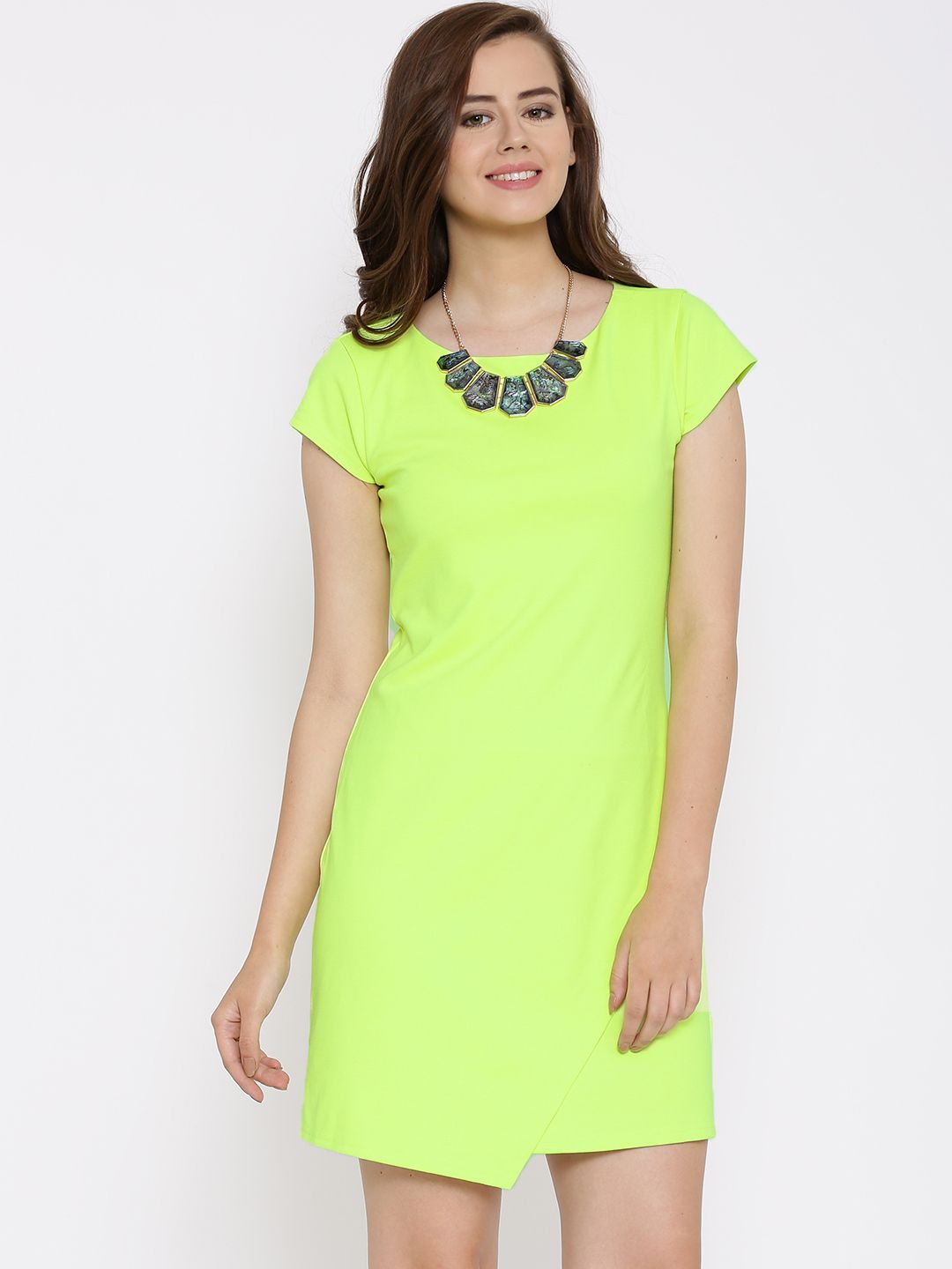 Buy United Colors of Benetton Neon Green Layered Shift Dress - Dresses for  Women 1255311 | Myntra