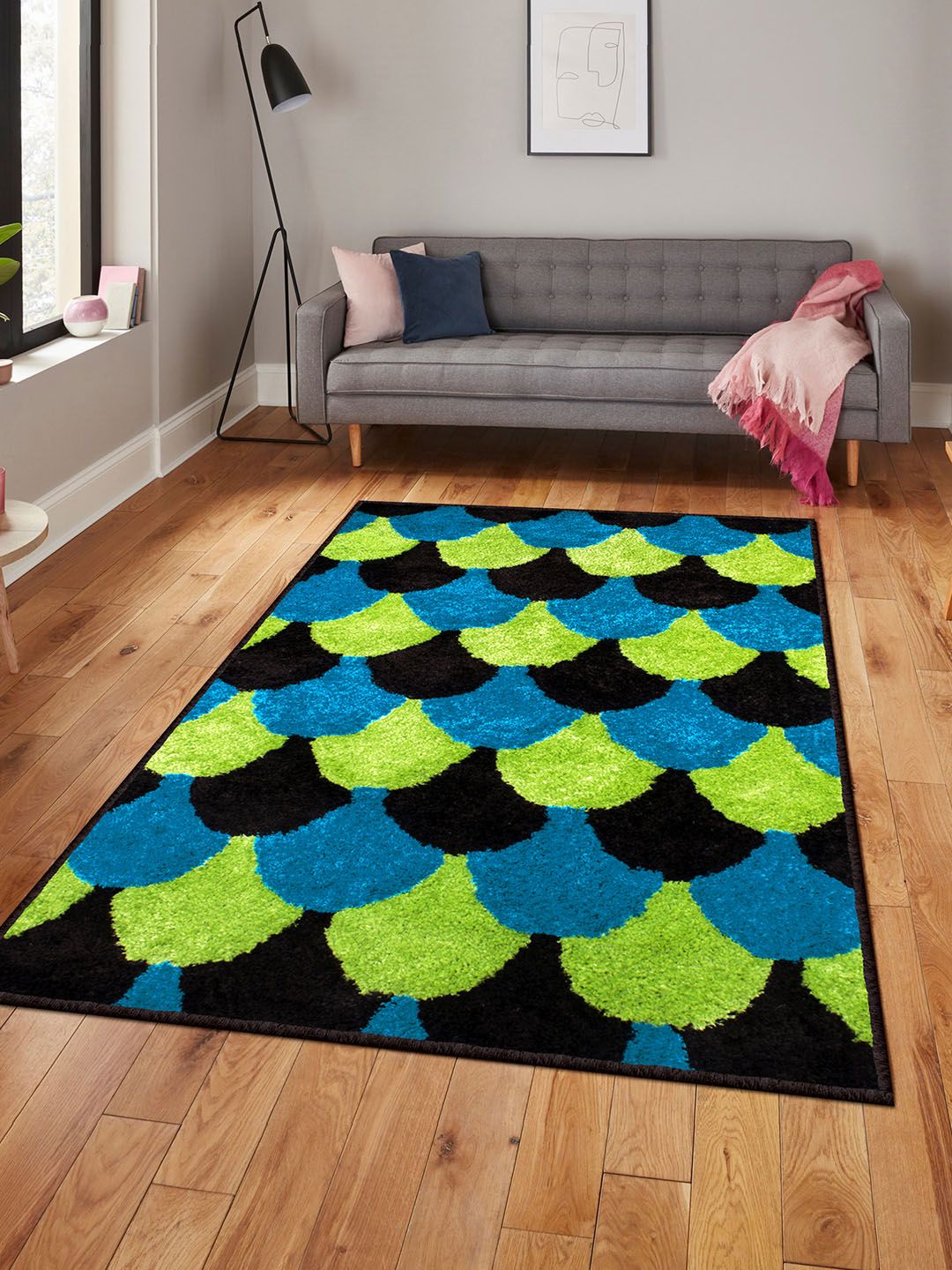 Story@home Blue & Green Abstract Patterned Anti-Skid Carpet Price in India