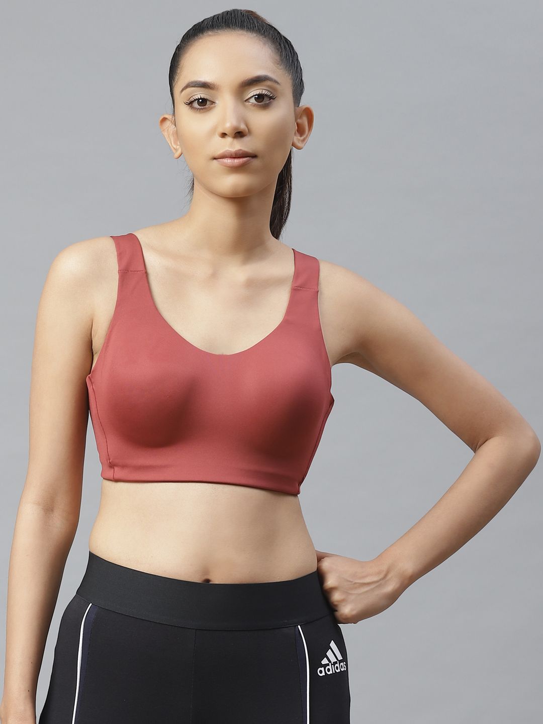 ADIDAS Women Rust Red Solid Stronger For It Shaped Alpha Training Bra GC7717 Price in India