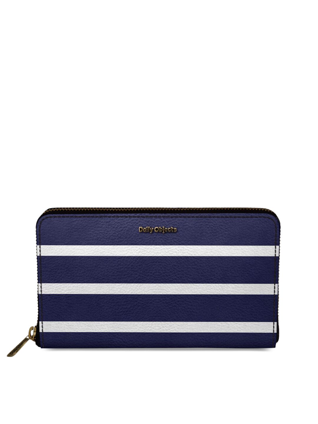 DailyObjects Women Blue & White Striped Zip Around Wallet Price in India