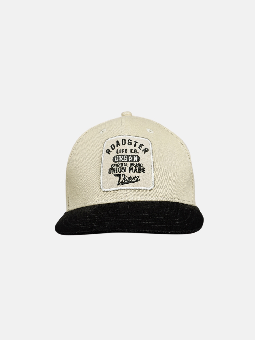 Roadster Unisex Beige & Black Embroidered Snapback Cap Price in India