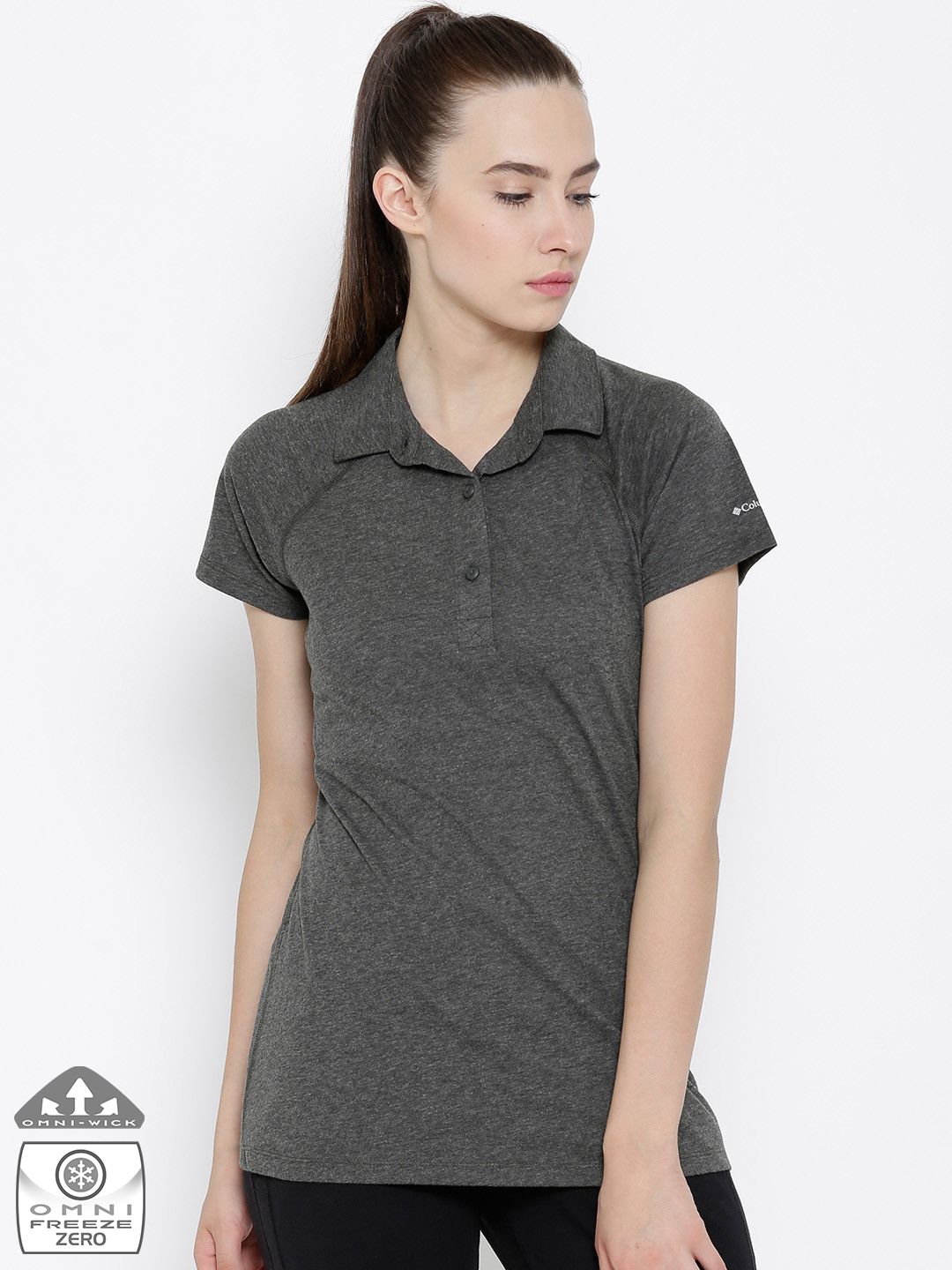 Columbia Charcoal Grey Silver Ridge Zero Polo Outdoor T-shirt Price in India