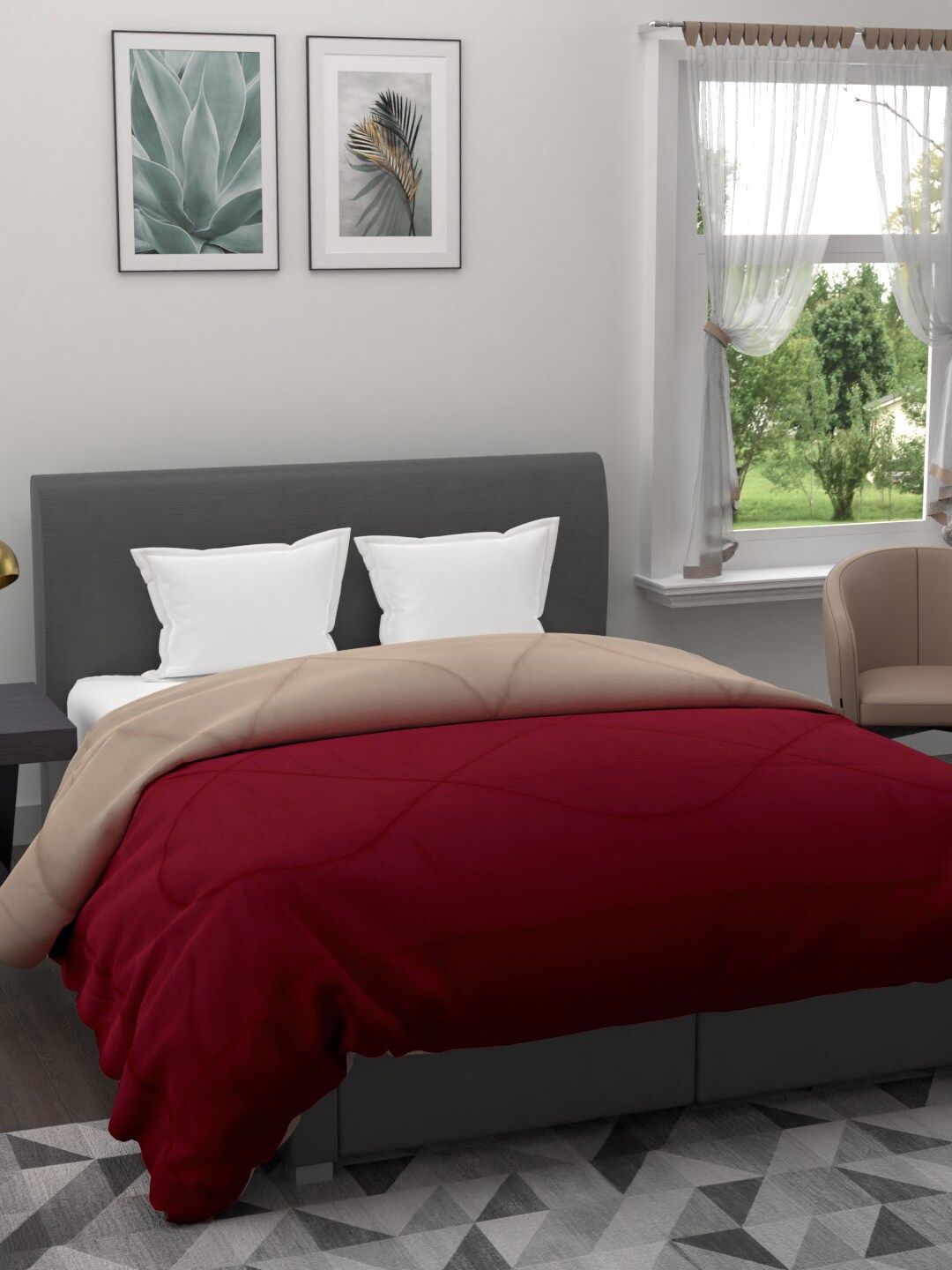 Clasiko Maroon Solid Mild Winter 233 GSM Double Bed Comforter Price in India