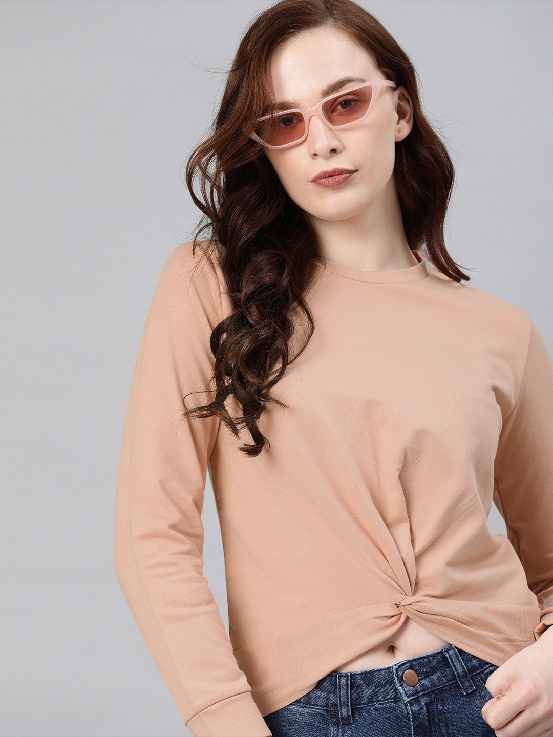 ONLY Women Pink Solid Sweatshirt Price in India