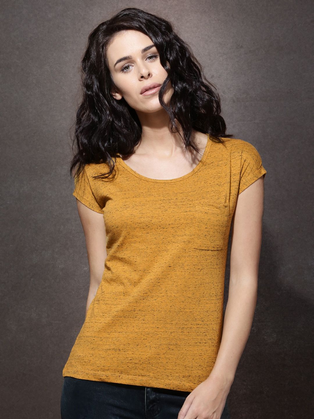 Roadster Mustard Yellow Extended Sleeves Top Price in India