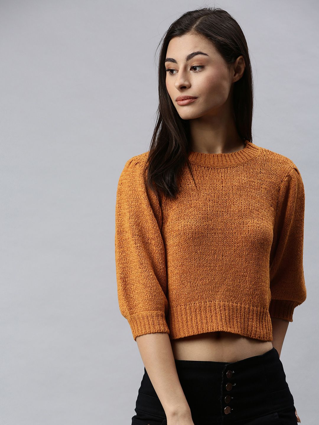 ONLY Women Brown Solid Crop Top