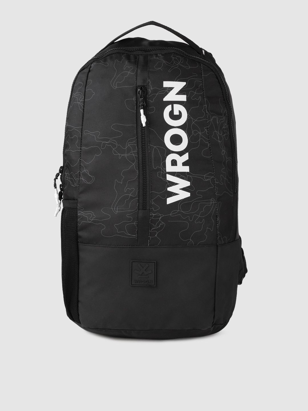 WROGN Unisex Black Scribble Brand Logo Backpack Price in India