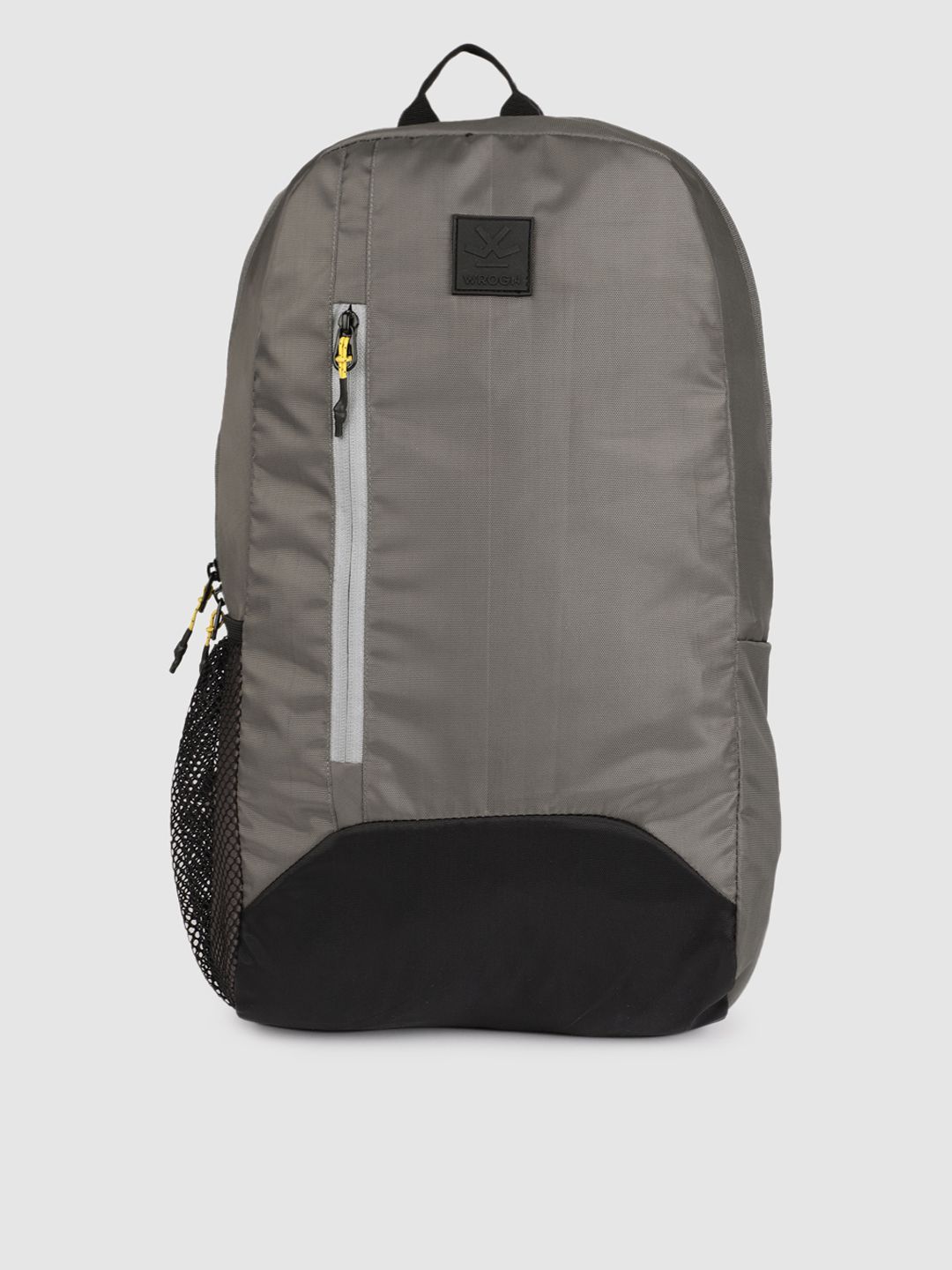 WROGN Unisex Grey & Black Colourblocked Pyramid Backpack Price in India