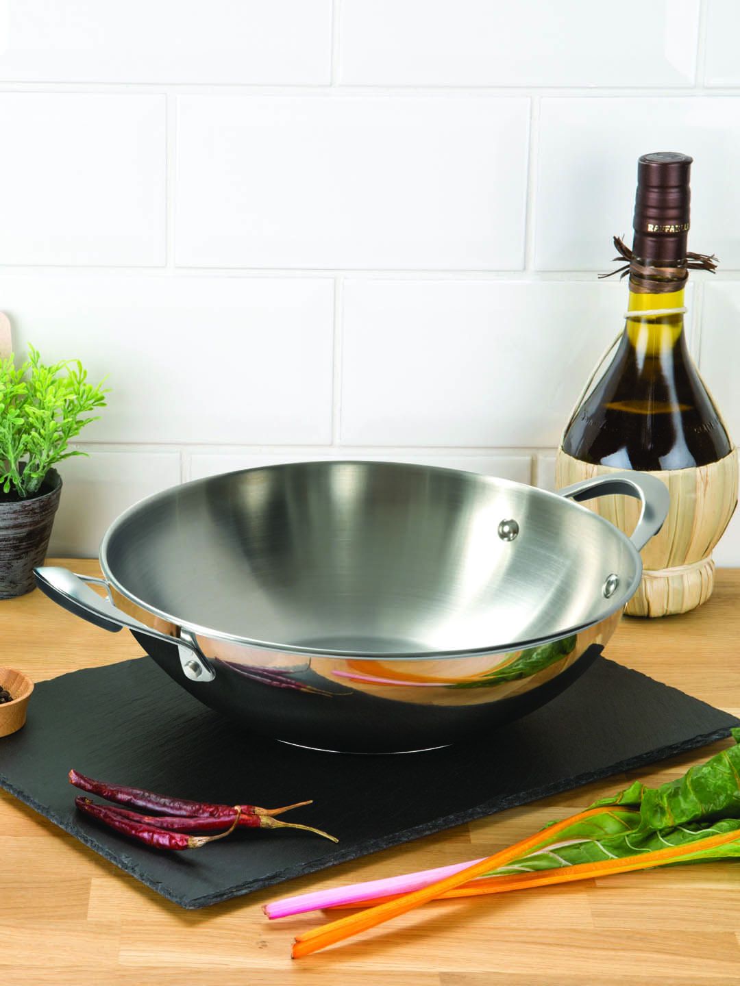 MEYER Silver Select Stainless Steel Kadhai 30 cm (Induction & Gas Compatible) Price in India