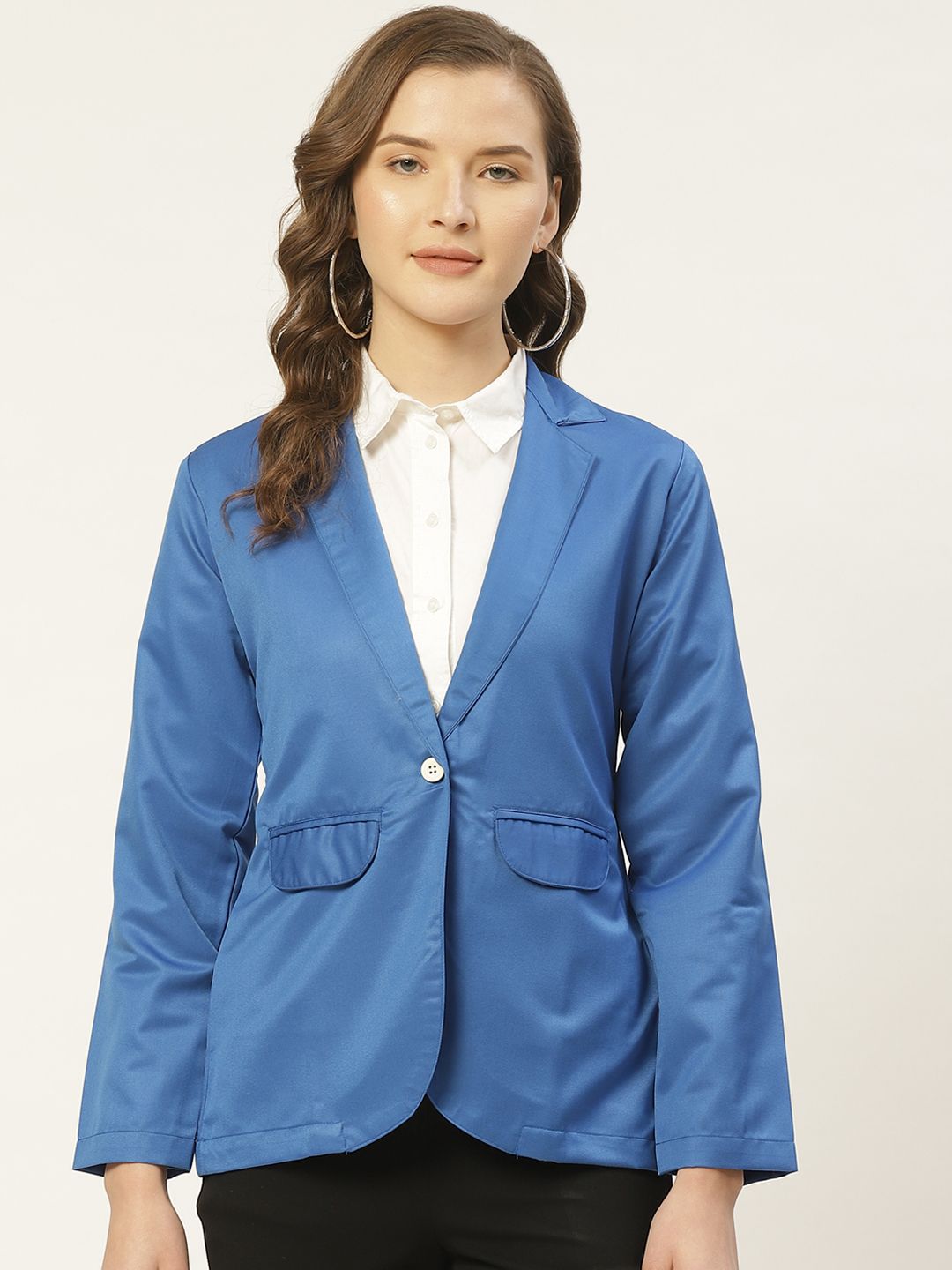 JAINISH Women Blue Solid Regular Fit Single-Breasted Smart Casual Blazer Price in India
