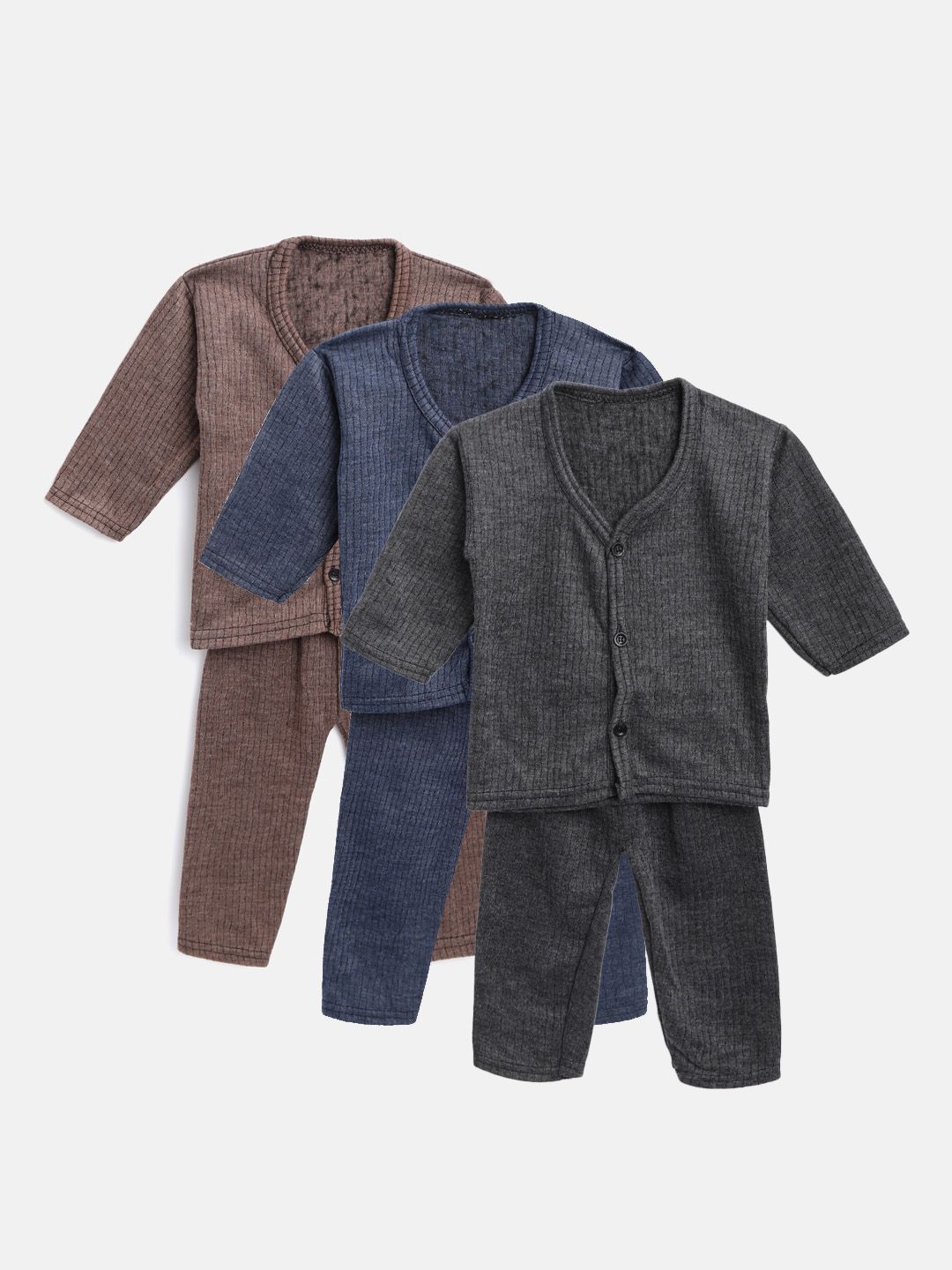 MANZON Kids Pack of 3 Self-Striped Thermal Sets