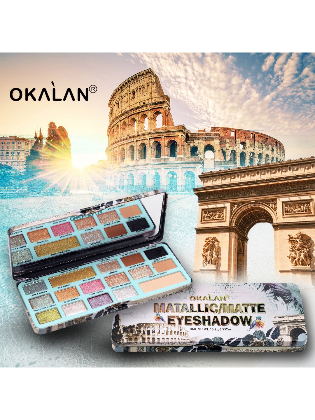 OKALAN Multicoloured Metallic/ Matte Eyeshadow 15 g Price in India