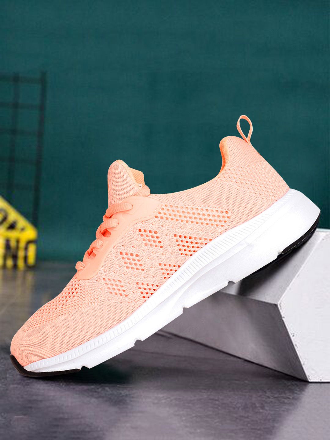 HRX by Hrithik Roshan Women Peach-Coloured Alpha Woven Design Running Shoes Price in India