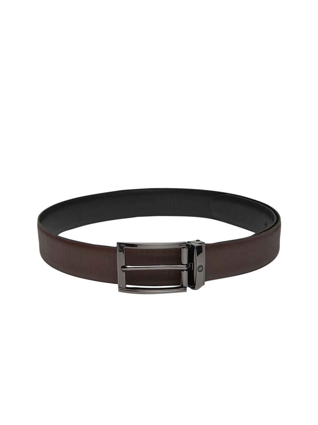 Louis Philippe Men Black Textured Leather Reversible Belt