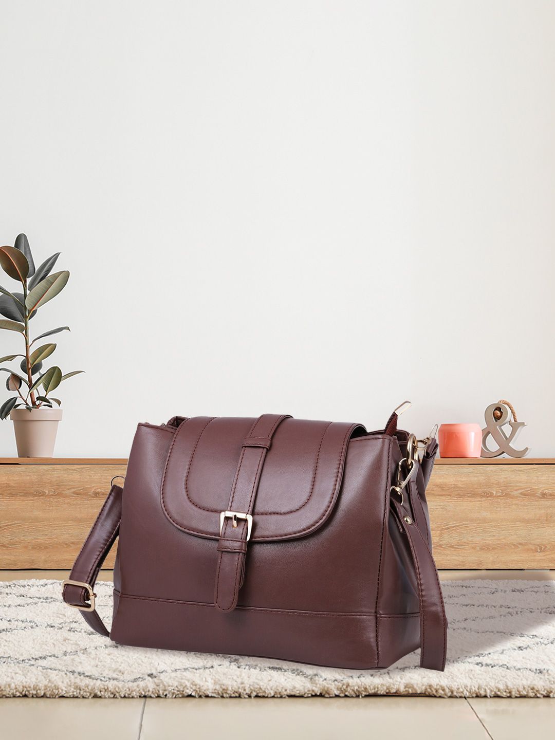 WOMEN MARKS Brown Solid Sling Bag Price in India