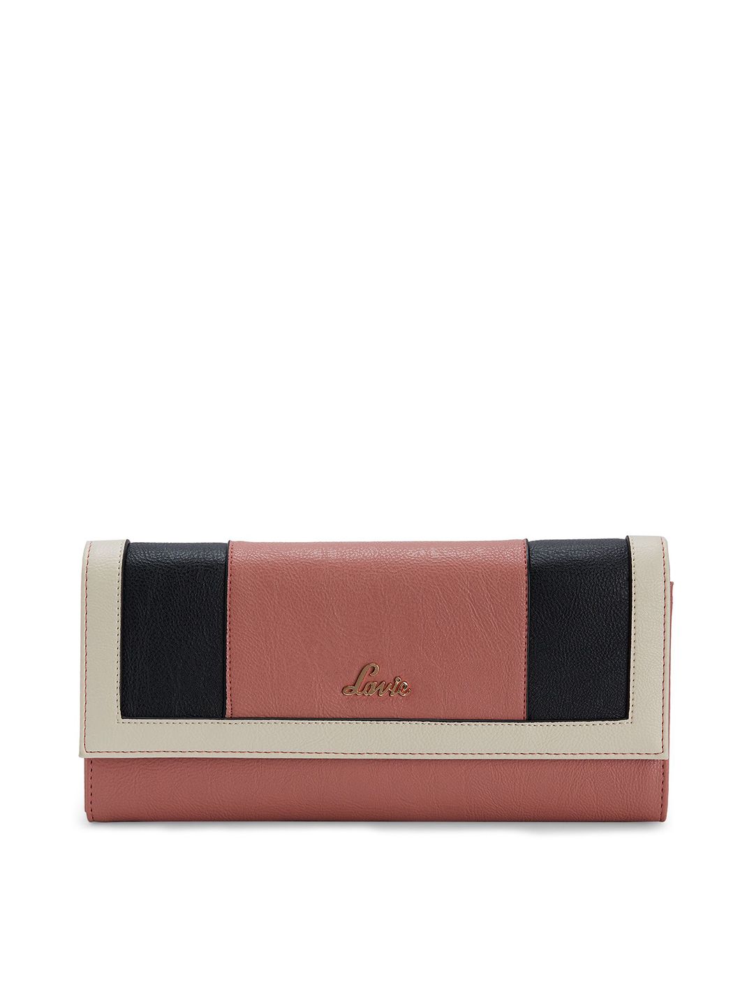 Lavie Women Pink & Black Colourblocked Two Fold Wallet Price in India