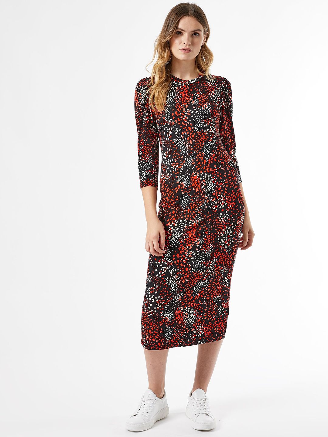 DOROTHY PERKINS Women Black & Red Printed Bodycon Dress