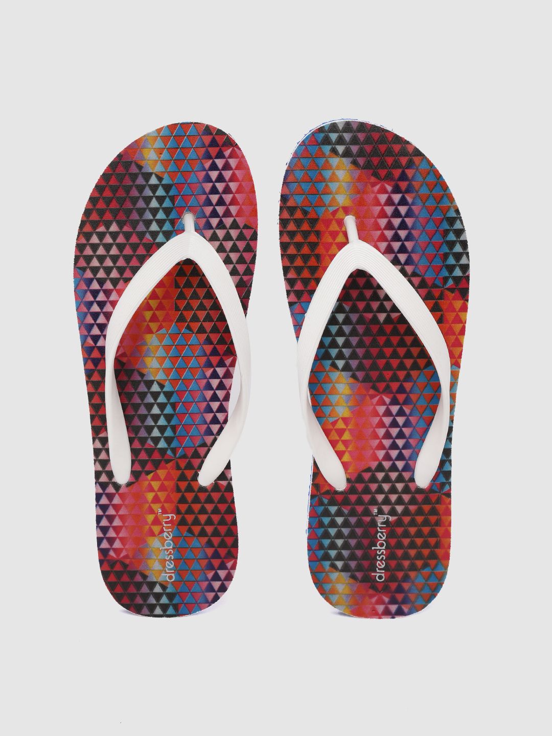 DressBerry Women Multicoloured Geometric Print Thong Flip-Flops Price in India