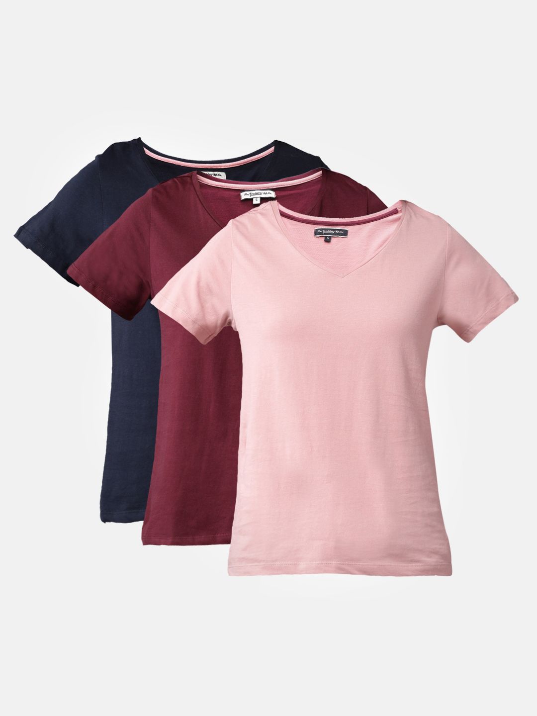 Roadster Women Pack Of 3 Solid V-Neck T-shirts Price in India